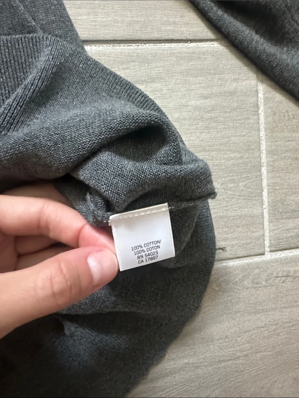 Banana Republic Men's Gray Crewneck Sweater with Yellow and White Stripes